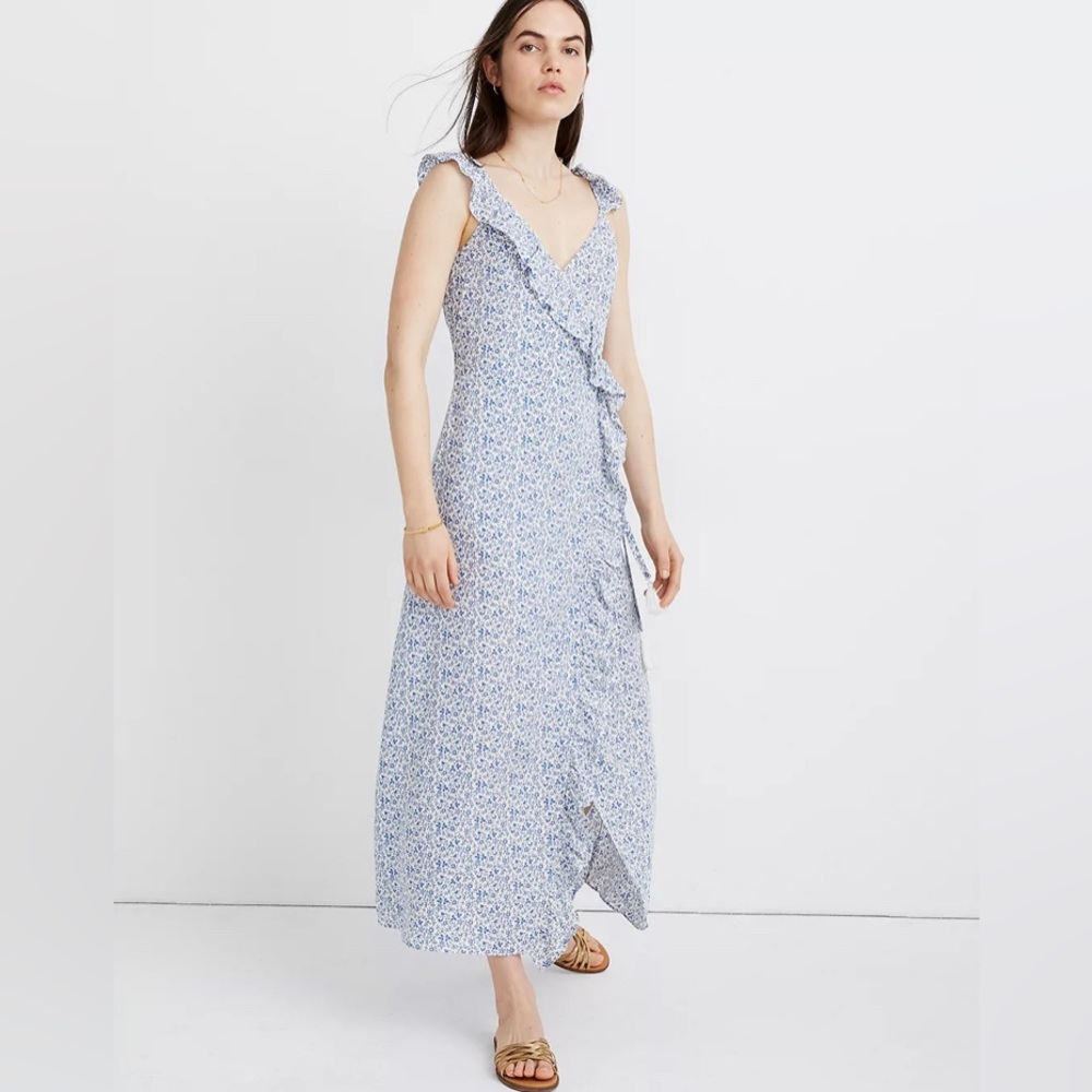 Madewell Ruffled Wrap Maxi Dress in Americana Floral size 6, EUC